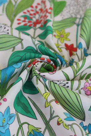 Colorful Botanical Pattern Printed Muslin Fabric