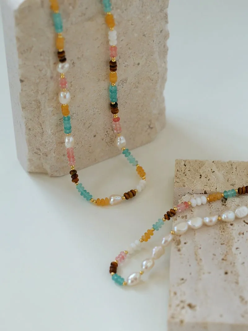 Colorful Natural Stone Stacked Beads Necklace