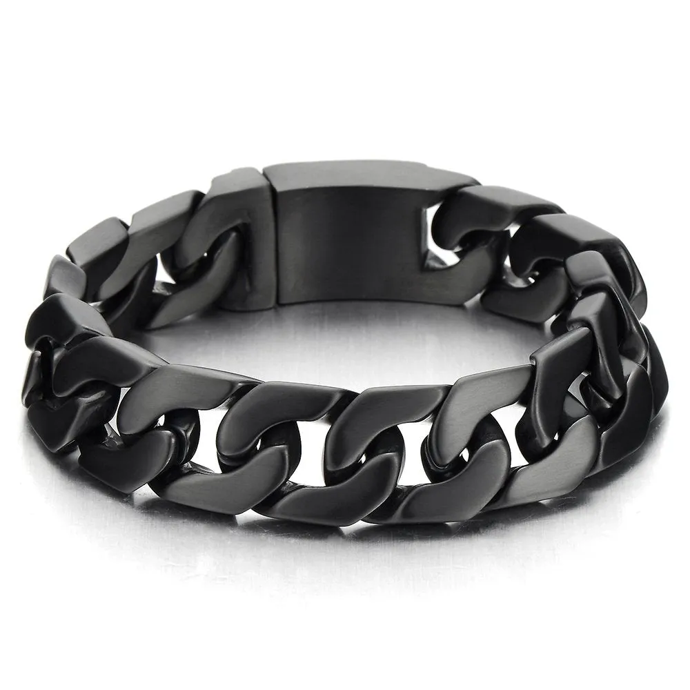 COOLSTEELANDBEYOND Masculine Mens Stainless Steel Large Curb Chain Link Bracelet