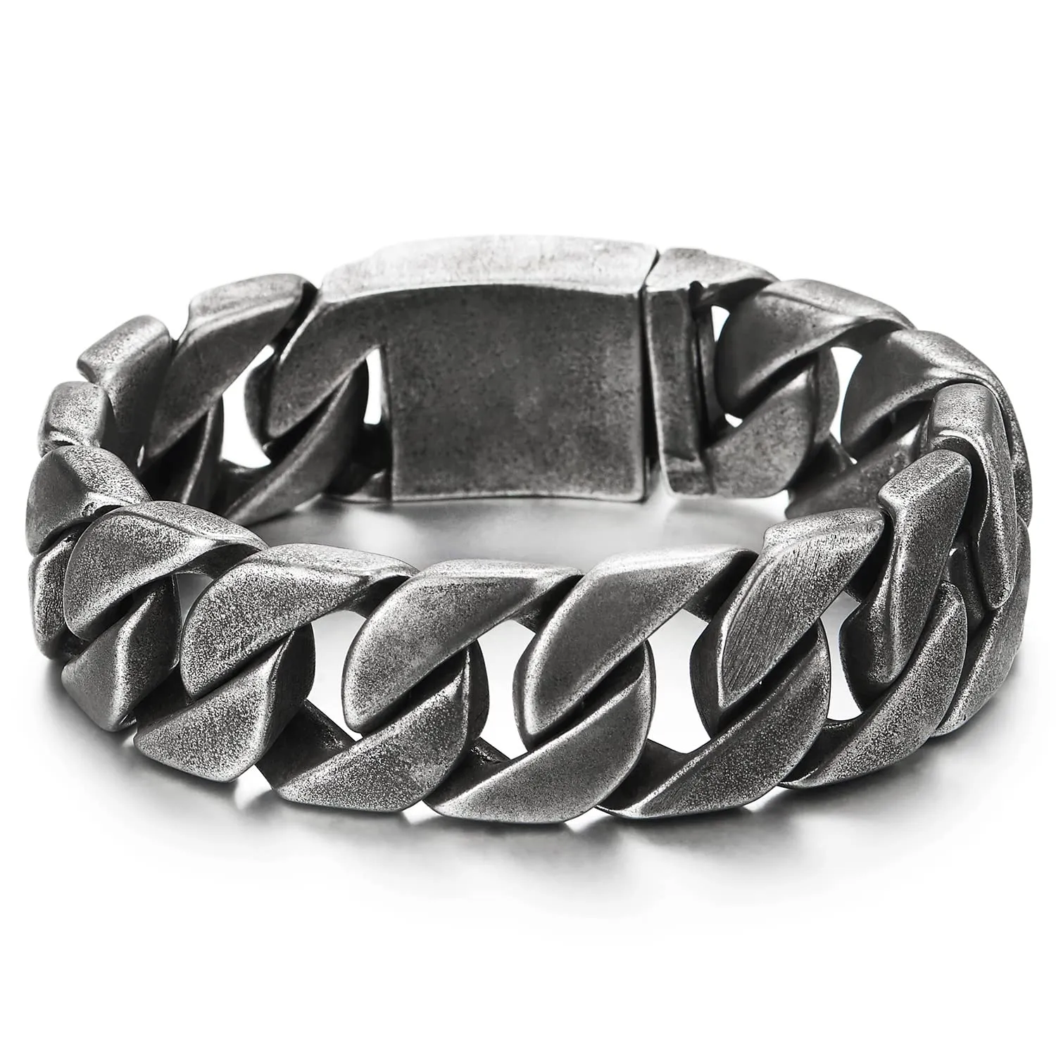 COOLSTEELANDBEYOND Masculine Mens Stainless Steel Large Curb Chain Link Bracelet