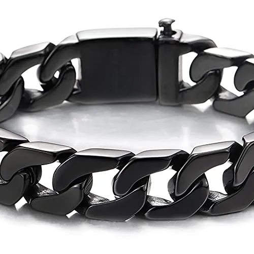 COOLSTEELANDBEYOND Masculine Mens Stainless Steel Large Curb Chain Link Bracelet