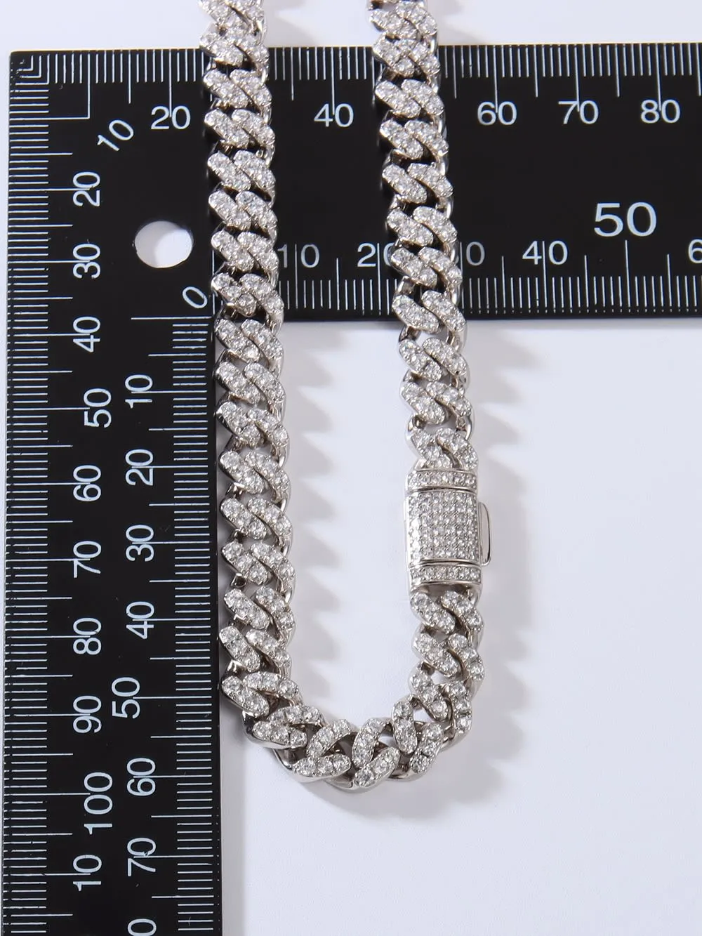 Cuban Link Chain 925 Sterling Silver Cubic Zirconia Simulated Diamonds Nickell Free Fine Jewelry KESLEY