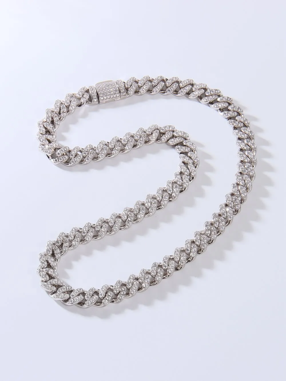 Cuban Link Chain 925 Sterling Silver Cubic Zirconia Simulated Diamonds Nickell Free Fine Jewelry KESLEY