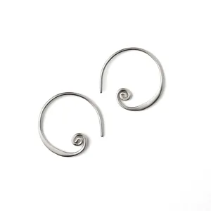 Curlicue Silver Hoops