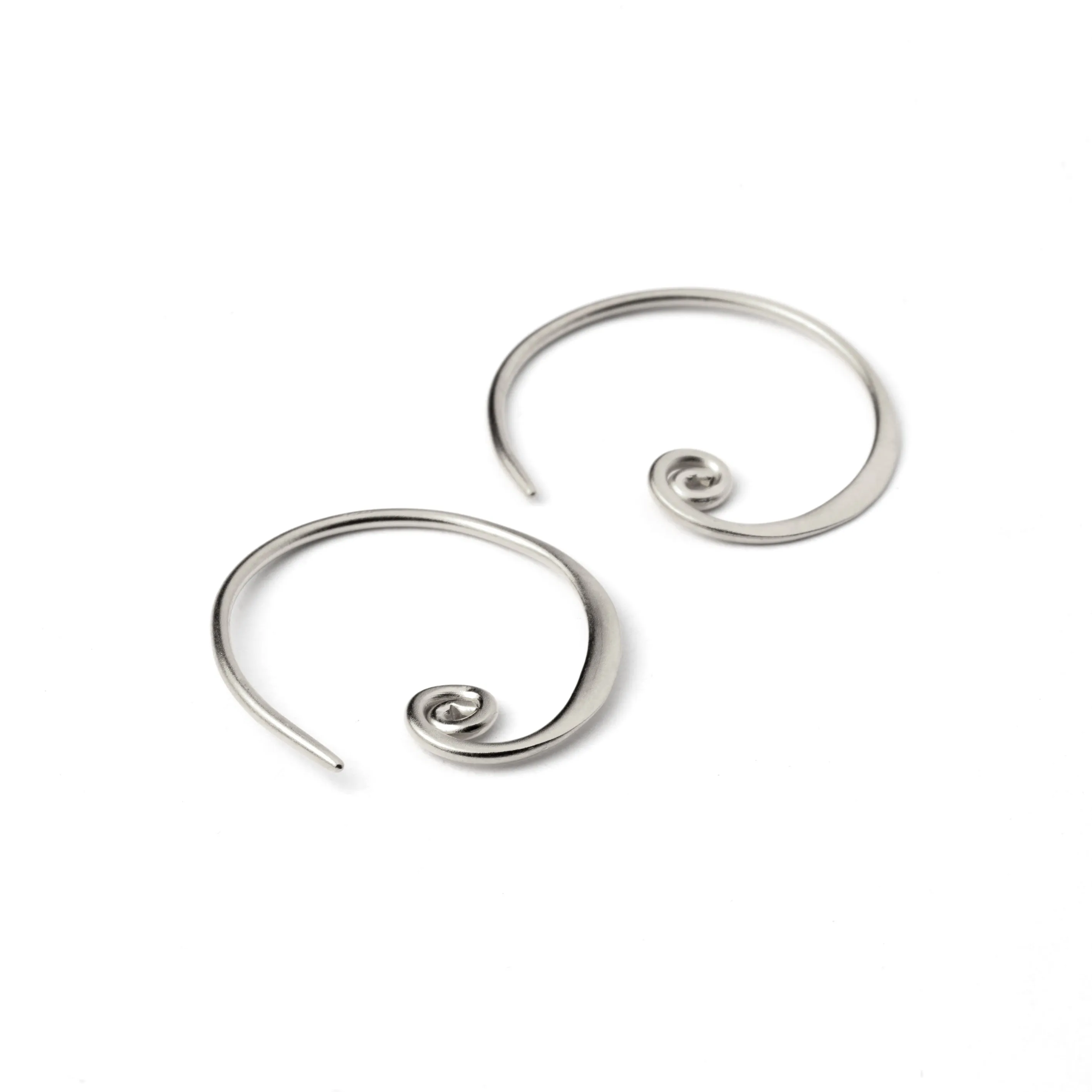 Curlicue Silver Hoops