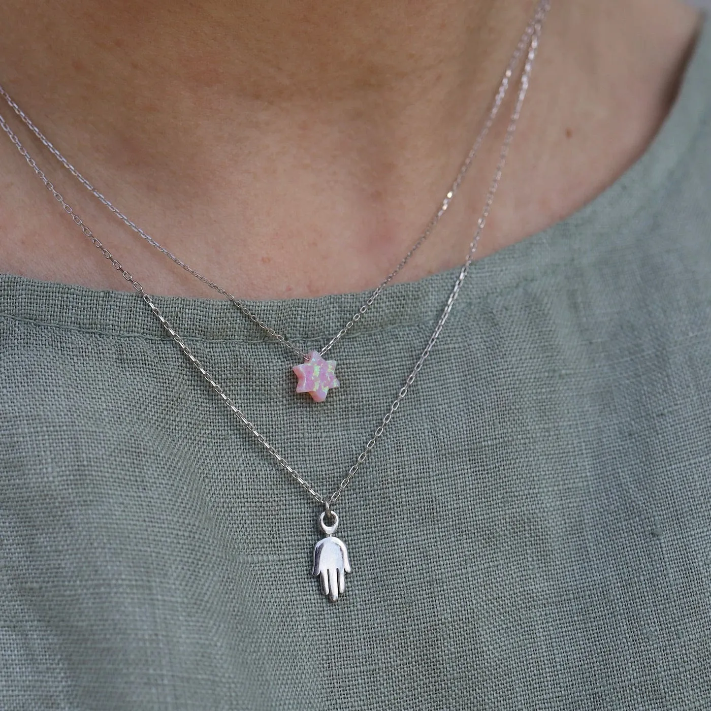 Dainty and Sleek Silver Hamsa Necklace