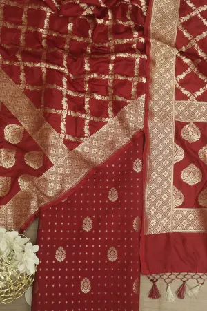 Elegant Maroon Banarasi Silk Suit & Dupatta: A Timeless Ensemble