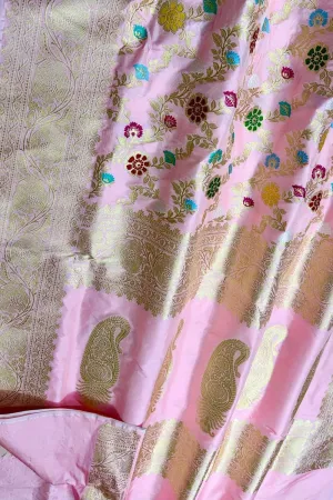 Elegant Pink Banarasi Silk Meenakari Saree