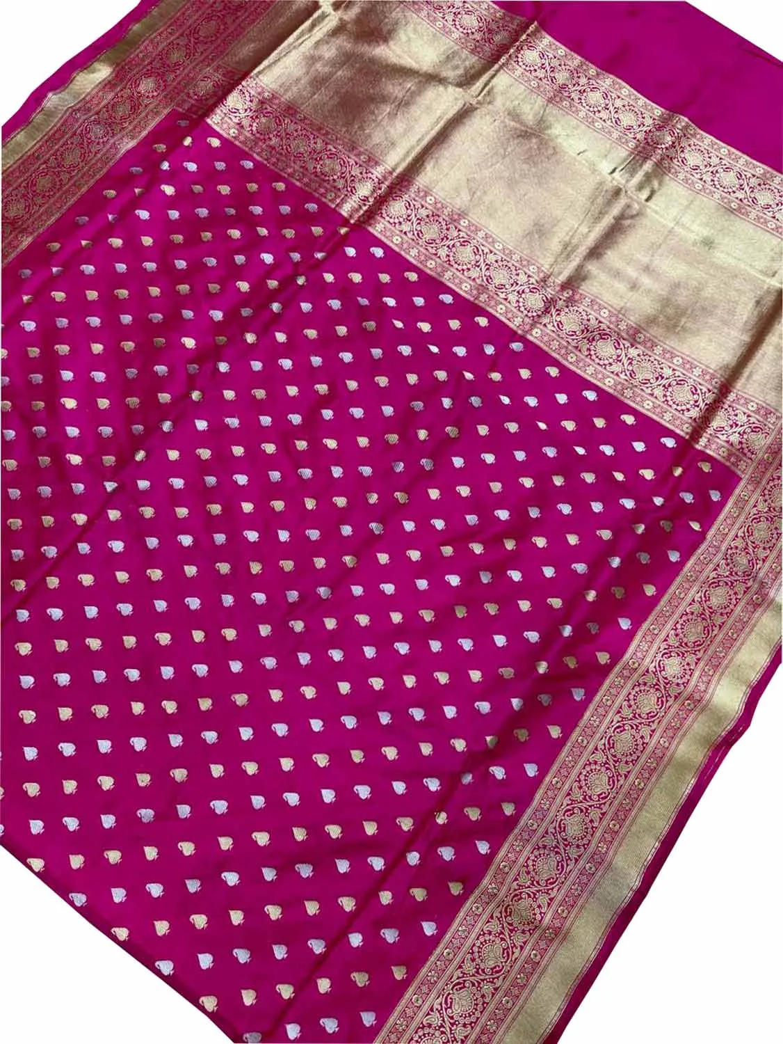 Elegant Pink Handloom Banarasi Silk Saree