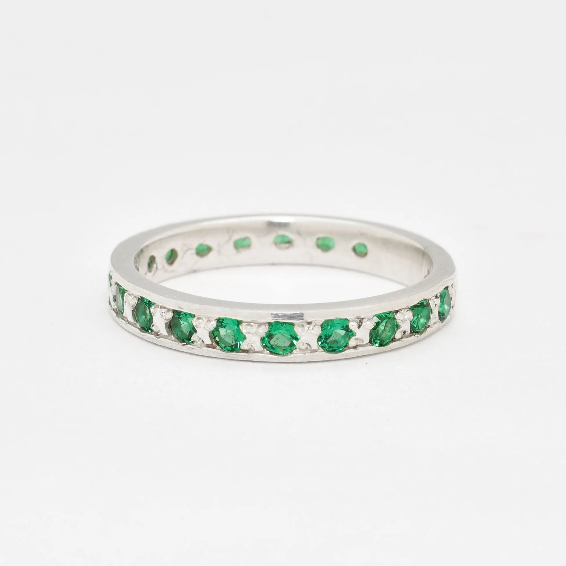 Emerald Eternity Ring - Green Stackable Band - Vintage Emerald Ring