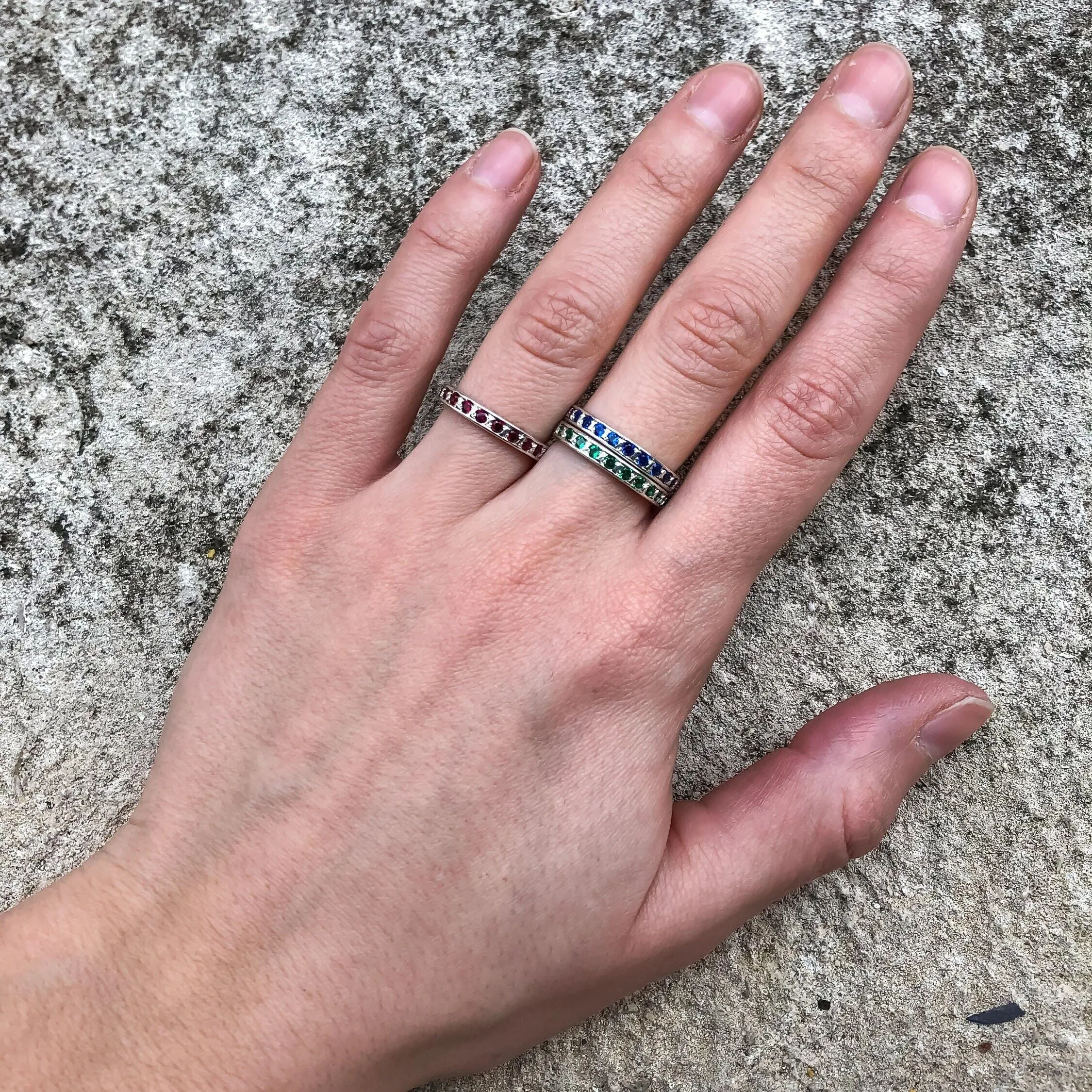 Emerald Eternity Ring - Green Stackable Band - Vintage Emerald Ring