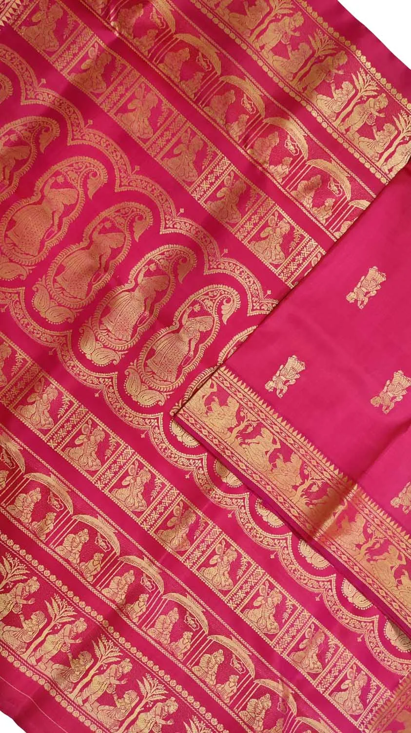 Exquisite Pink Baluchari Silk Saree - Handloom Beauty