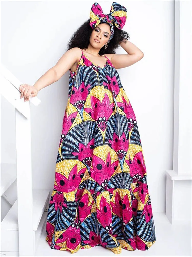 Floral Printed Plus Size Maxi Dress