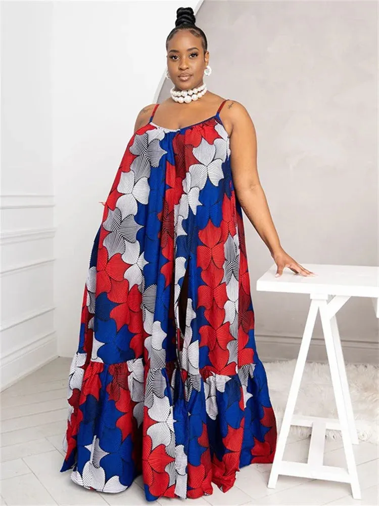 Floral Printed Plus Size Maxi Dress