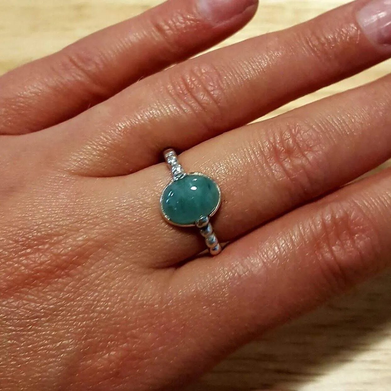 Genuine Emerald Ring - Green Oval Ring - Vintage Solitaire Ring