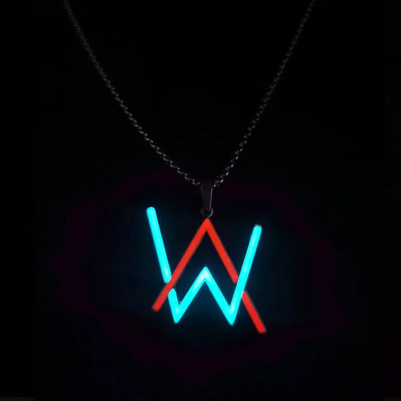 Glow In The Dark Necklace for Men Stainless Steel Punk Necklaces Luminous Butterfly Heart Pendant Party Jewelry Gift for Women