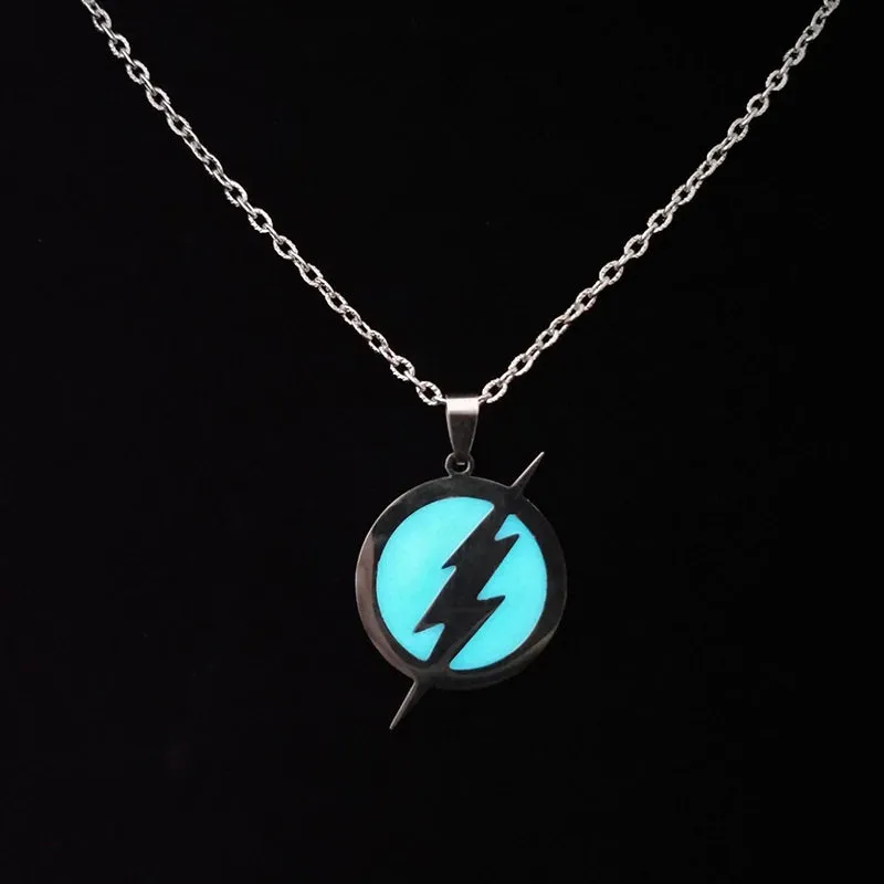 Glow In The Dark Necklace for Men Stainless Steel Punk Necklaces Luminous Butterfly Heart Pendant Party Jewelry Gift for Women