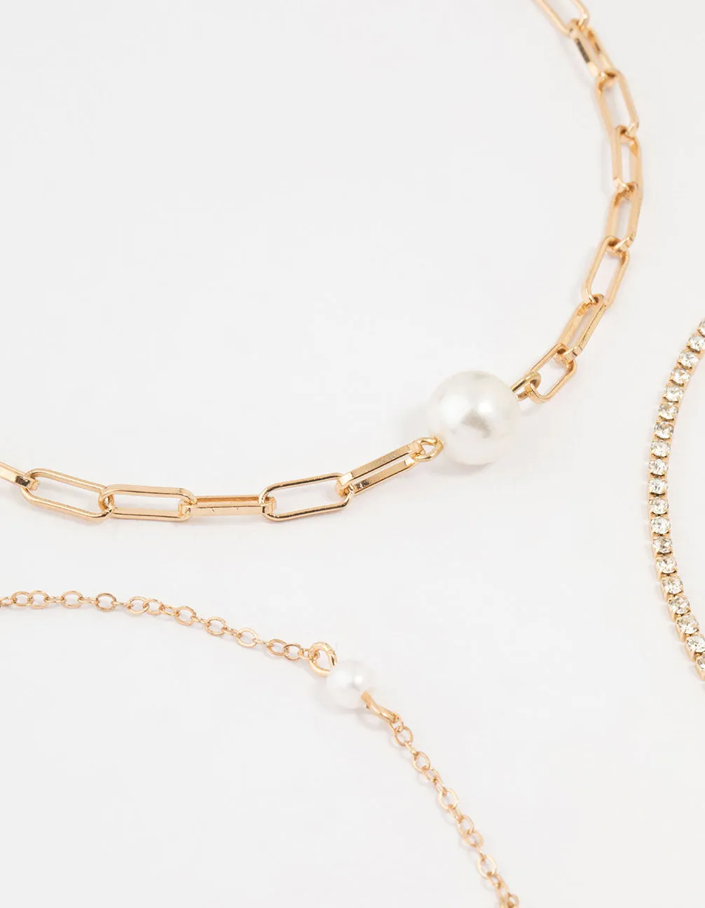 Gold Cupchain Pearl Chokers 3-Pack