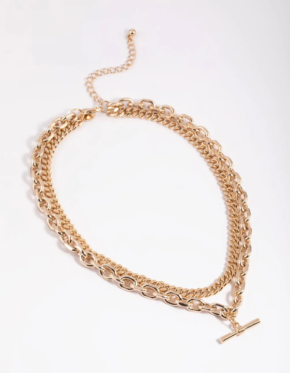 Gold Fob Chain Layered Necklace