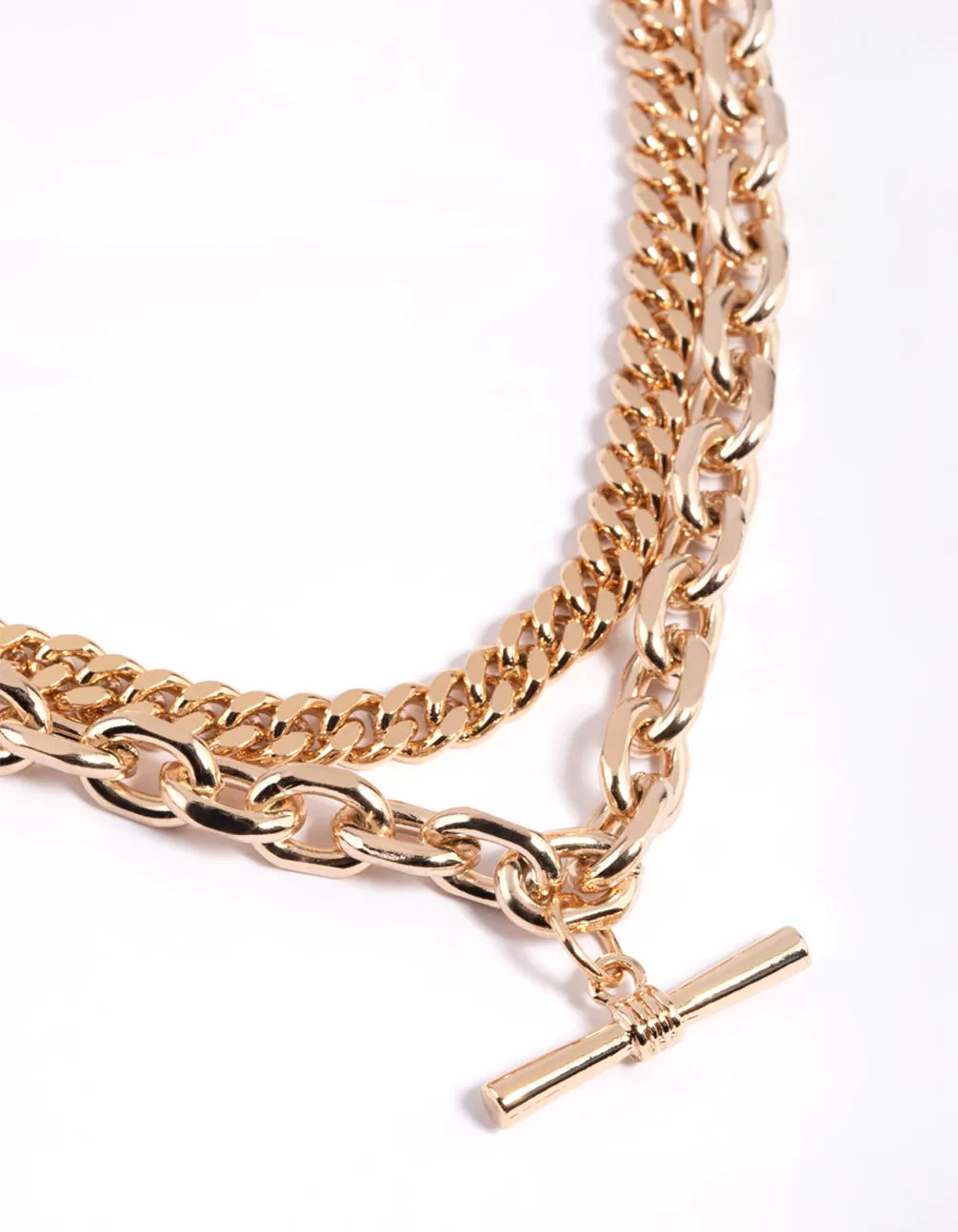 Gold Fob Chain Layered Necklace