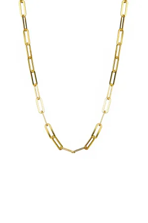 Gold Plated Sterling Silver Polished Paperclip Necklace