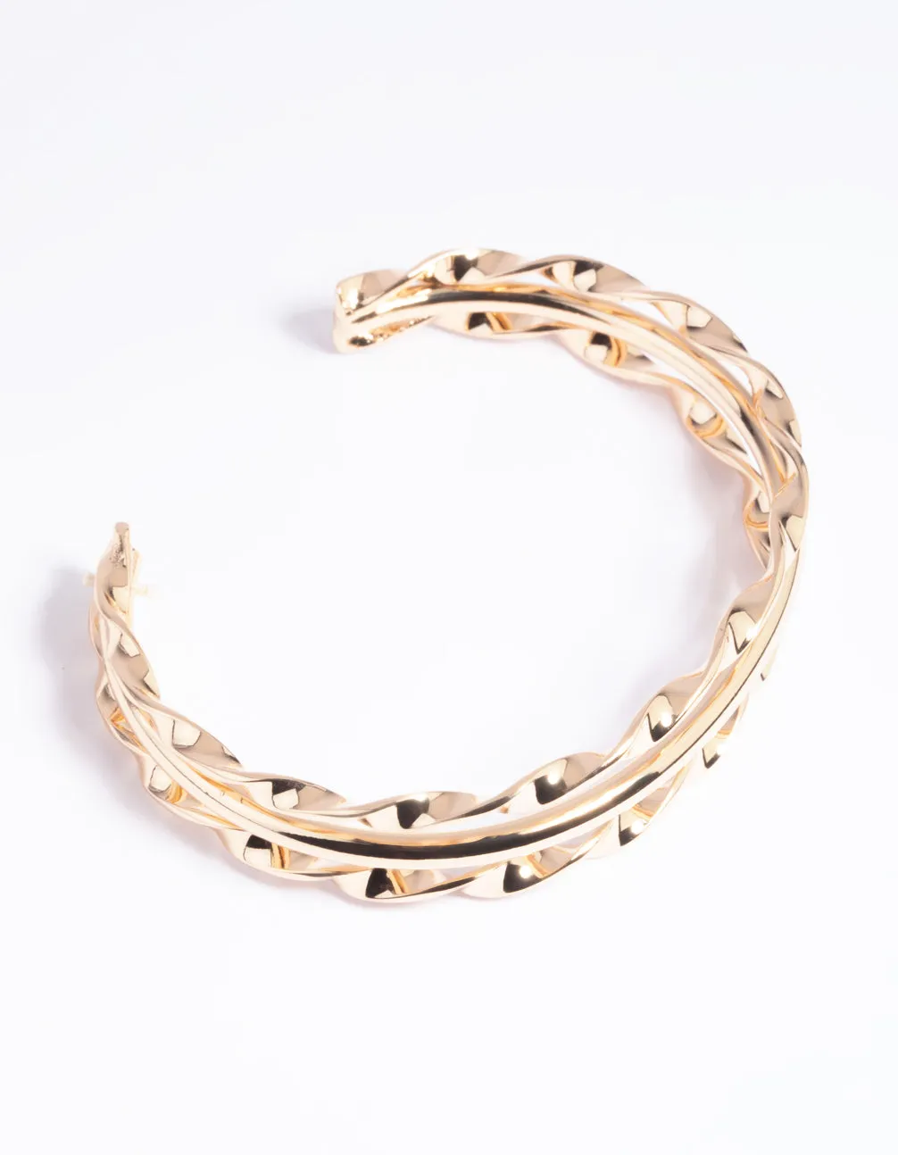 Gold Twisted Bar Cuff Bangle