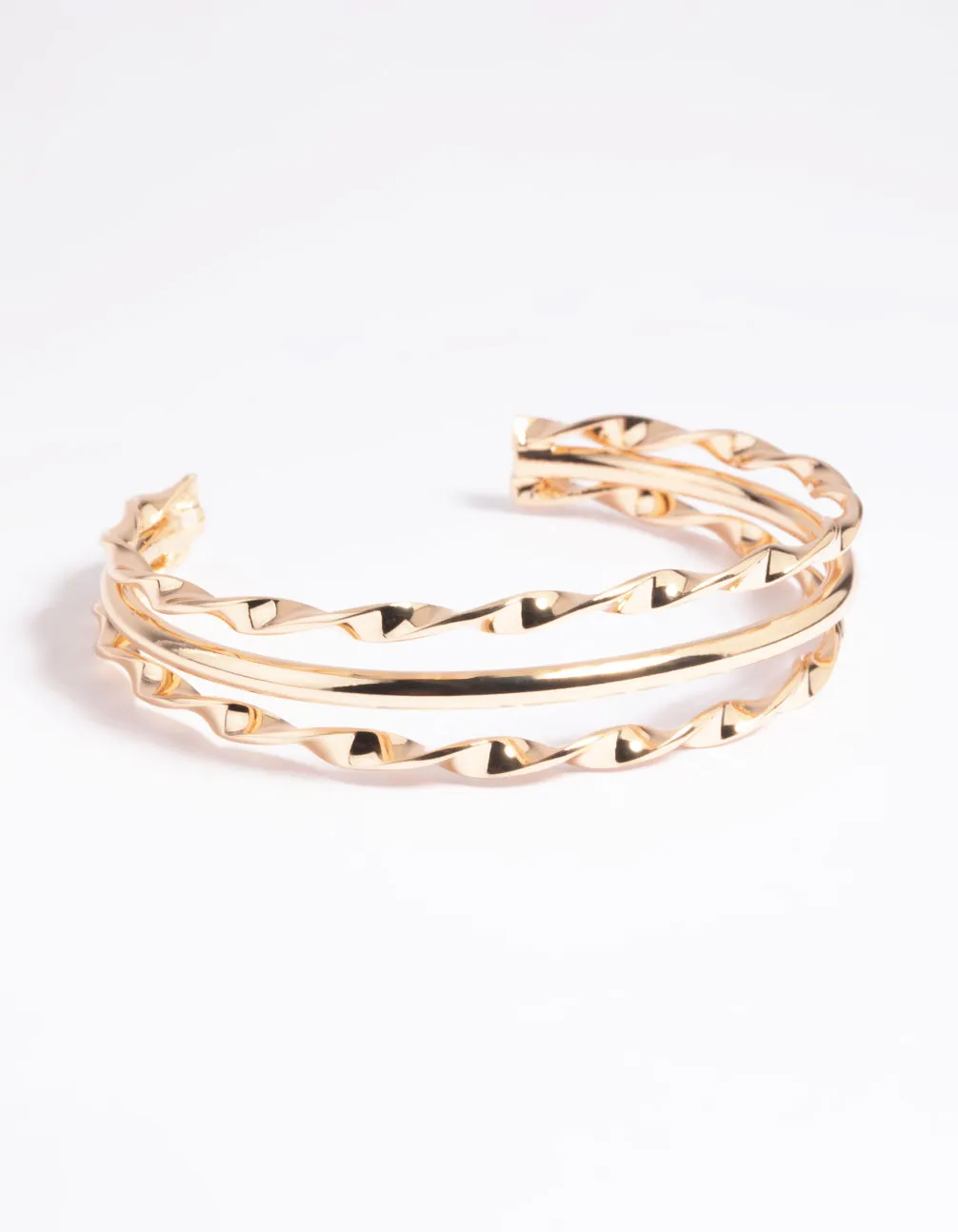 Gold Twisted Bar Cuff Bangle