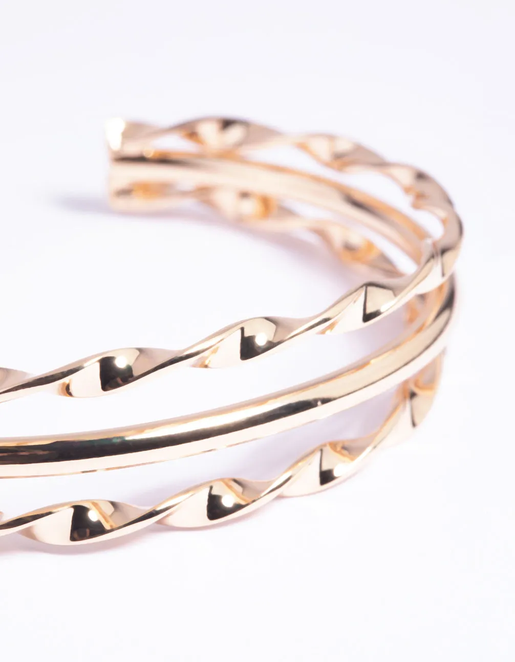 Gold Twisted Bar Cuff Bangle