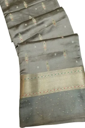 Graceful Grey Banarasi Silk Saree - Timeless Elegance