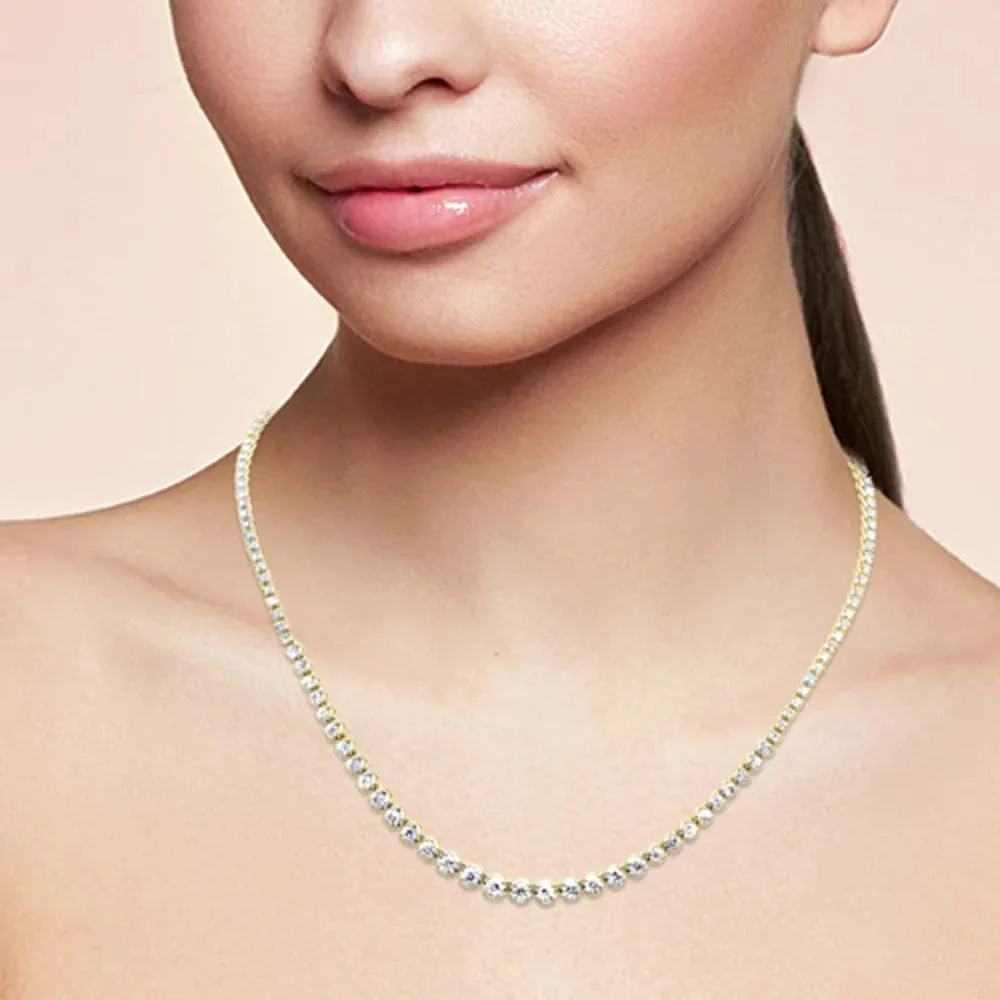 Graduated Natural Diamond Tennis Necklaces 14K Gold BEST BUY!