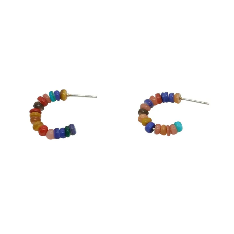 Handmade Colorful Beaded Hoop Earrings jlt11511