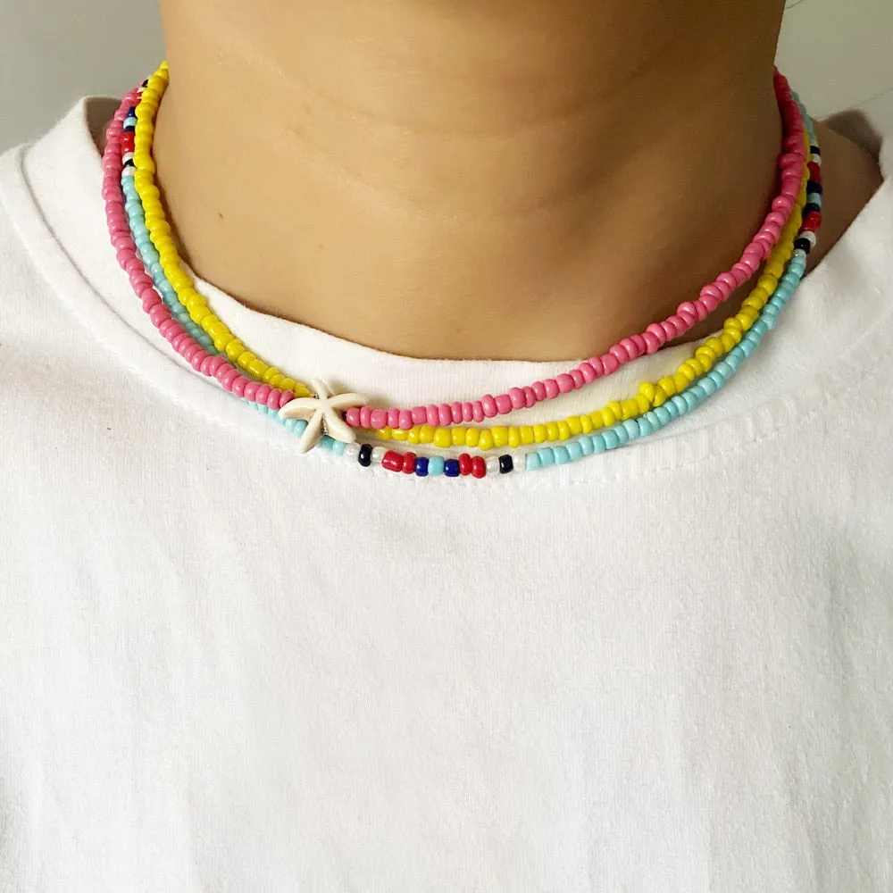 Handmade Seed Bead Choker Fashion Bohemian Colorful Beaded Short Collar Necklace For Women Beach Party Jewelry Gift