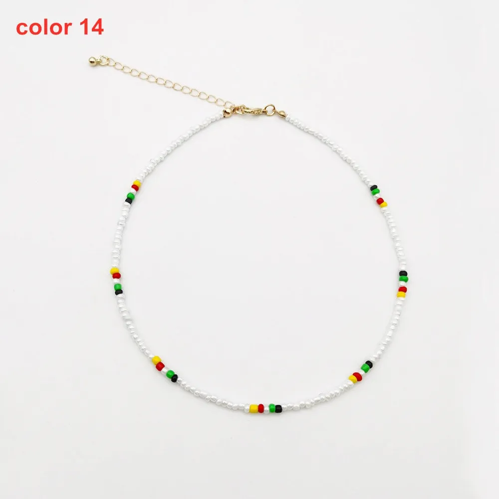 Handmade Seed Bead Choker Fashion Bohemian Colorful Beaded Short Collar Necklace For Women Beach Party Jewelry Gift