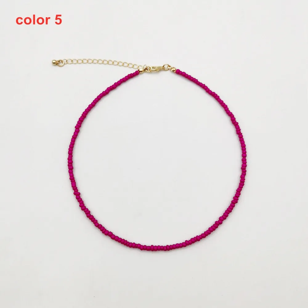 Handmade Seed Bead Choker Fashion Bohemian Colorful Beaded Short Collar Necklace For Women Beach Party Jewelry Gift