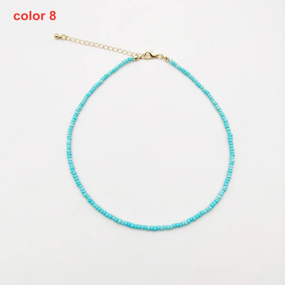 Handmade Seed Bead Choker Fashion Bohemian Colorful Beaded Short Collar Necklace For Women Beach Party Jewelry Gift