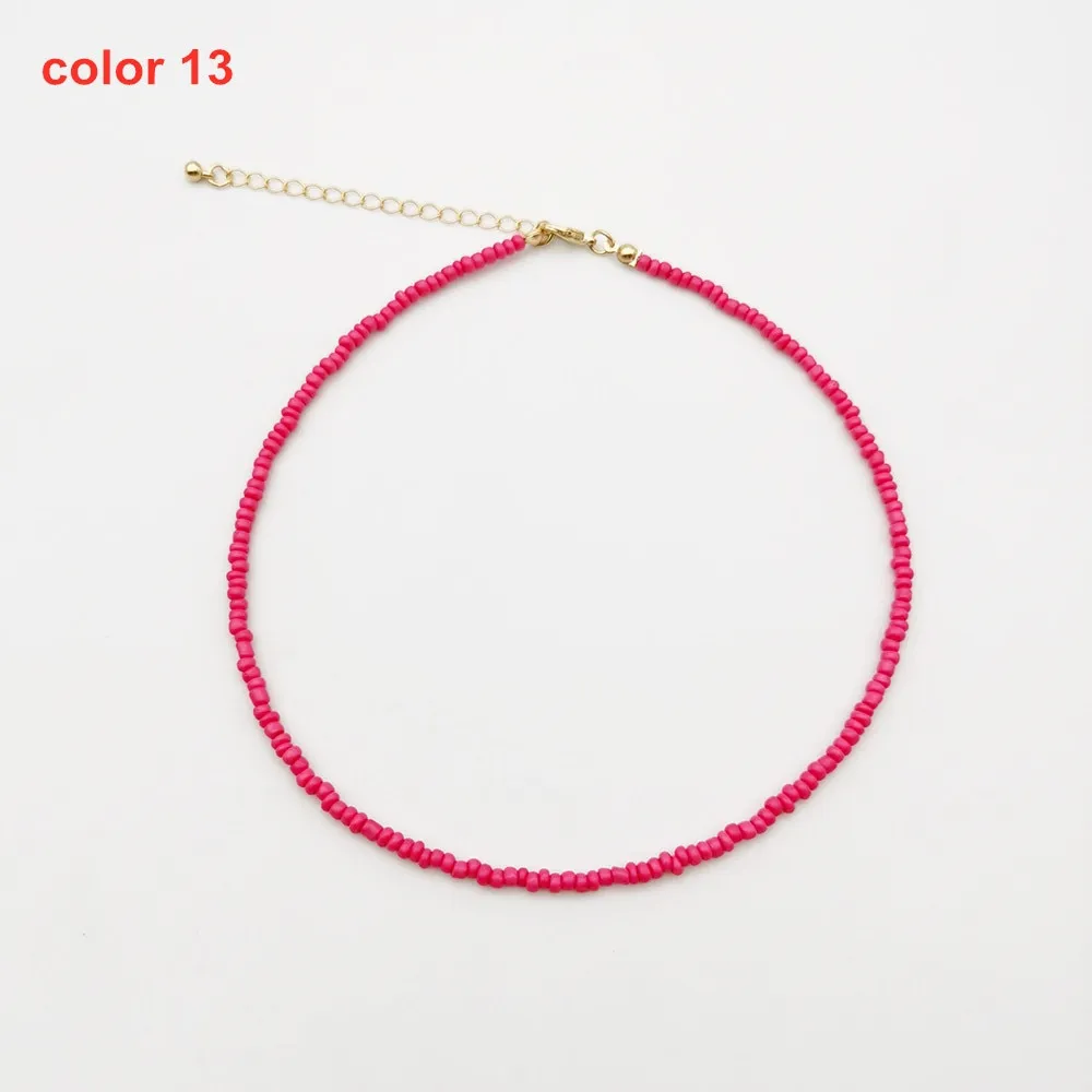 Handmade Seed Bead Choker Fashion Bohemian Colorful Beaded Short Collar Necklace For Women Beach Party Jewelry Gift