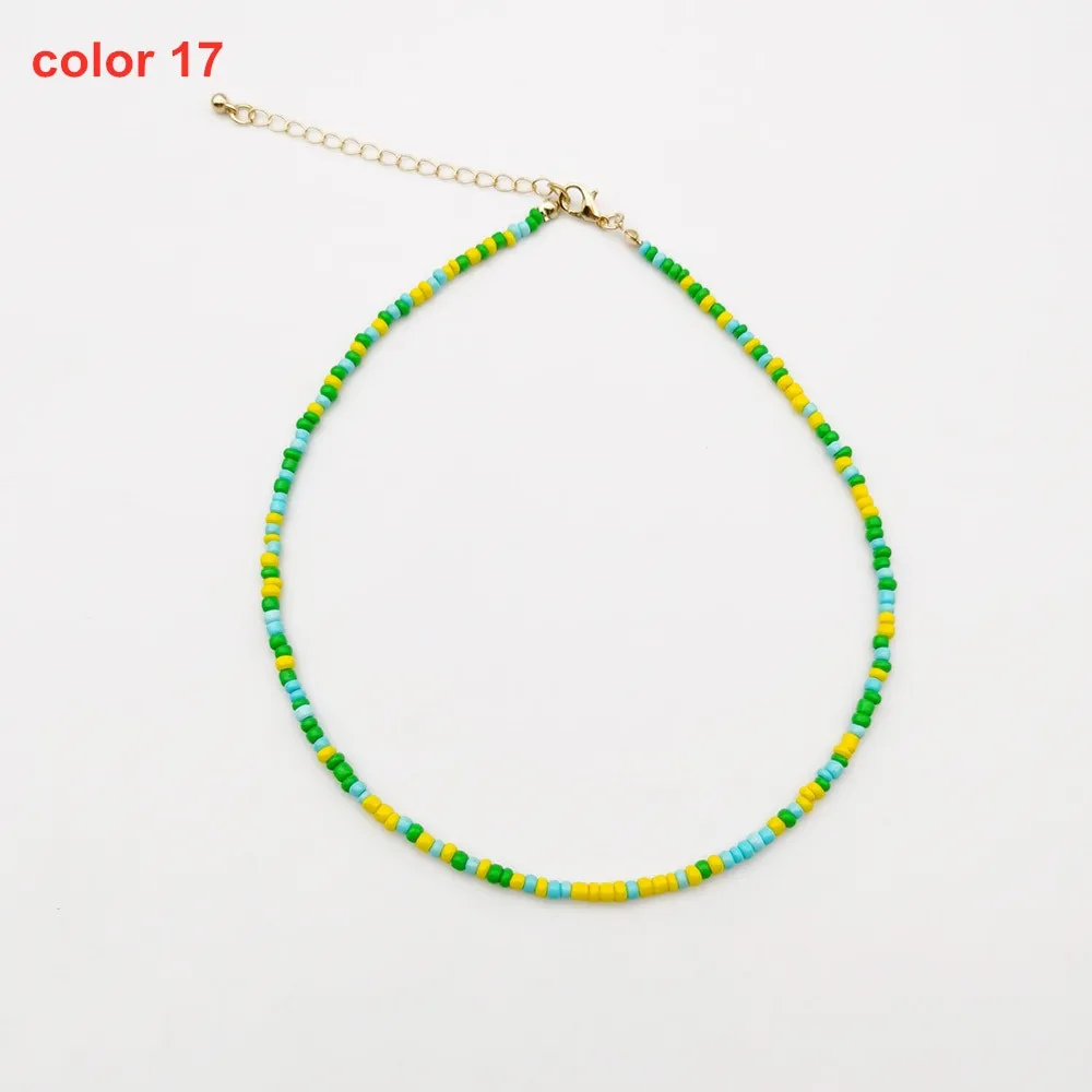 Handmade Seed Bead Choker Fashion Bohemian Colorful Beaded Short Collar Necklace For Women Beach Party Jewelry Gift