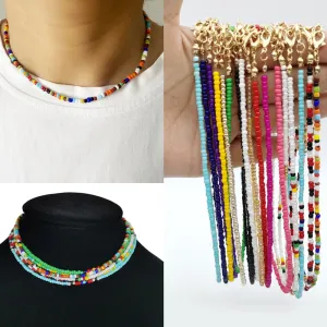 Handmade Seed Bead Choker Fashion Bohemian Colorful Beaded Short Collar Necklace For Women Beach Party Jewelry Gift