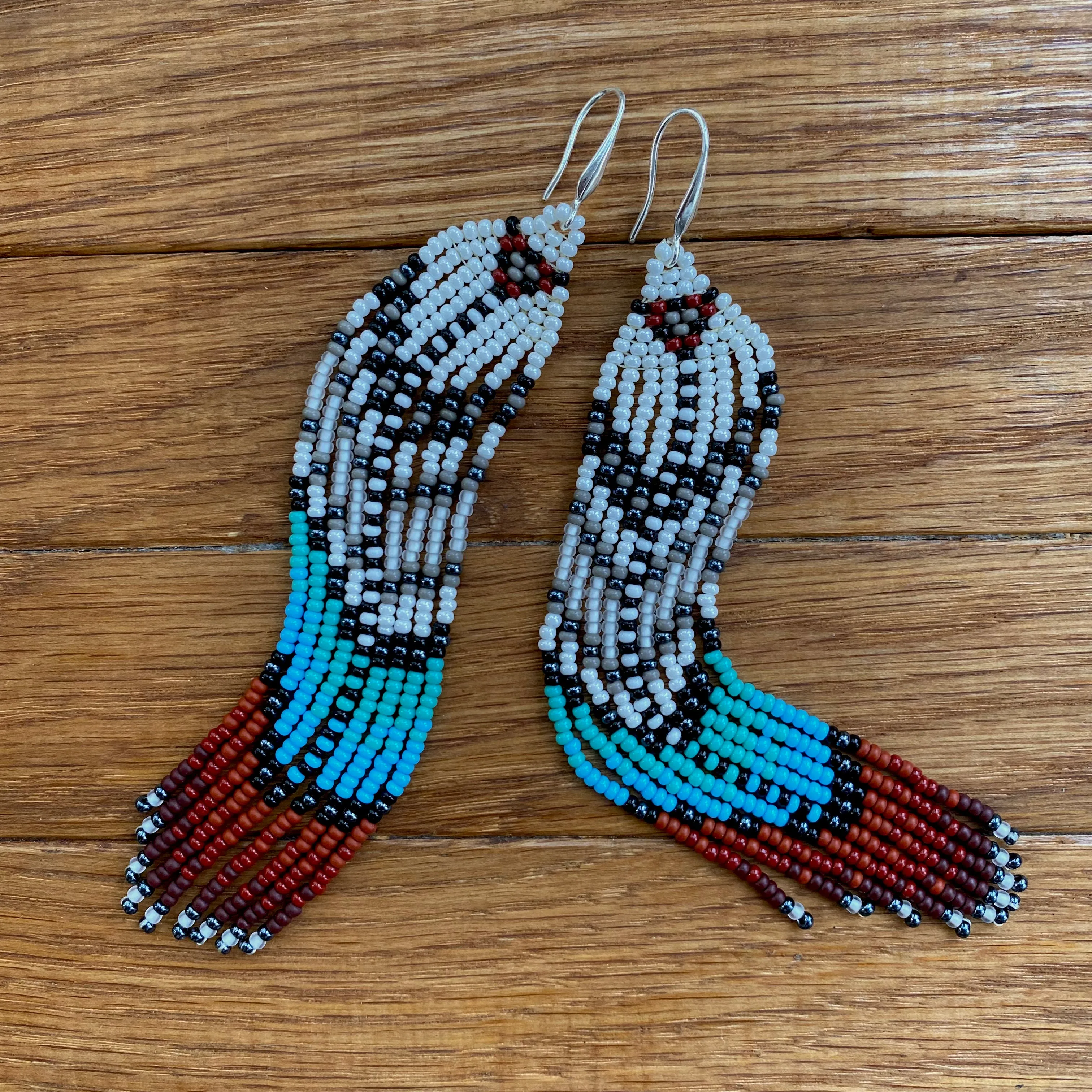 Handmade seed beaded Indigenous Earrings, Native inspired