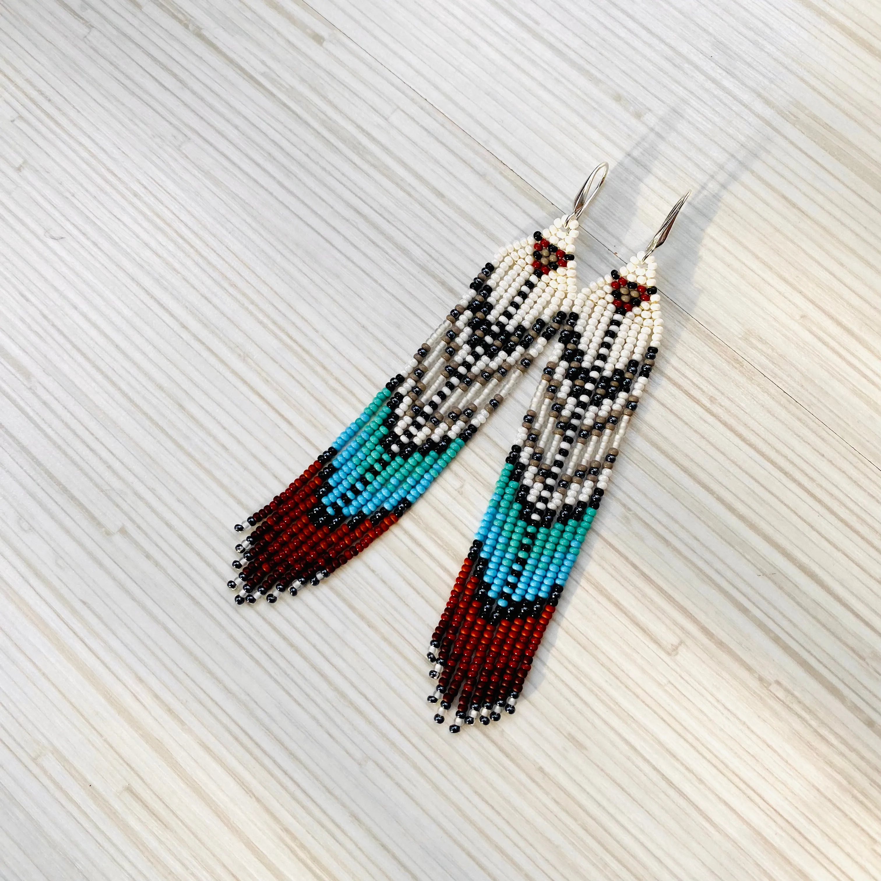 Handmade seed beaded Indigenous Earrings, Native inspired