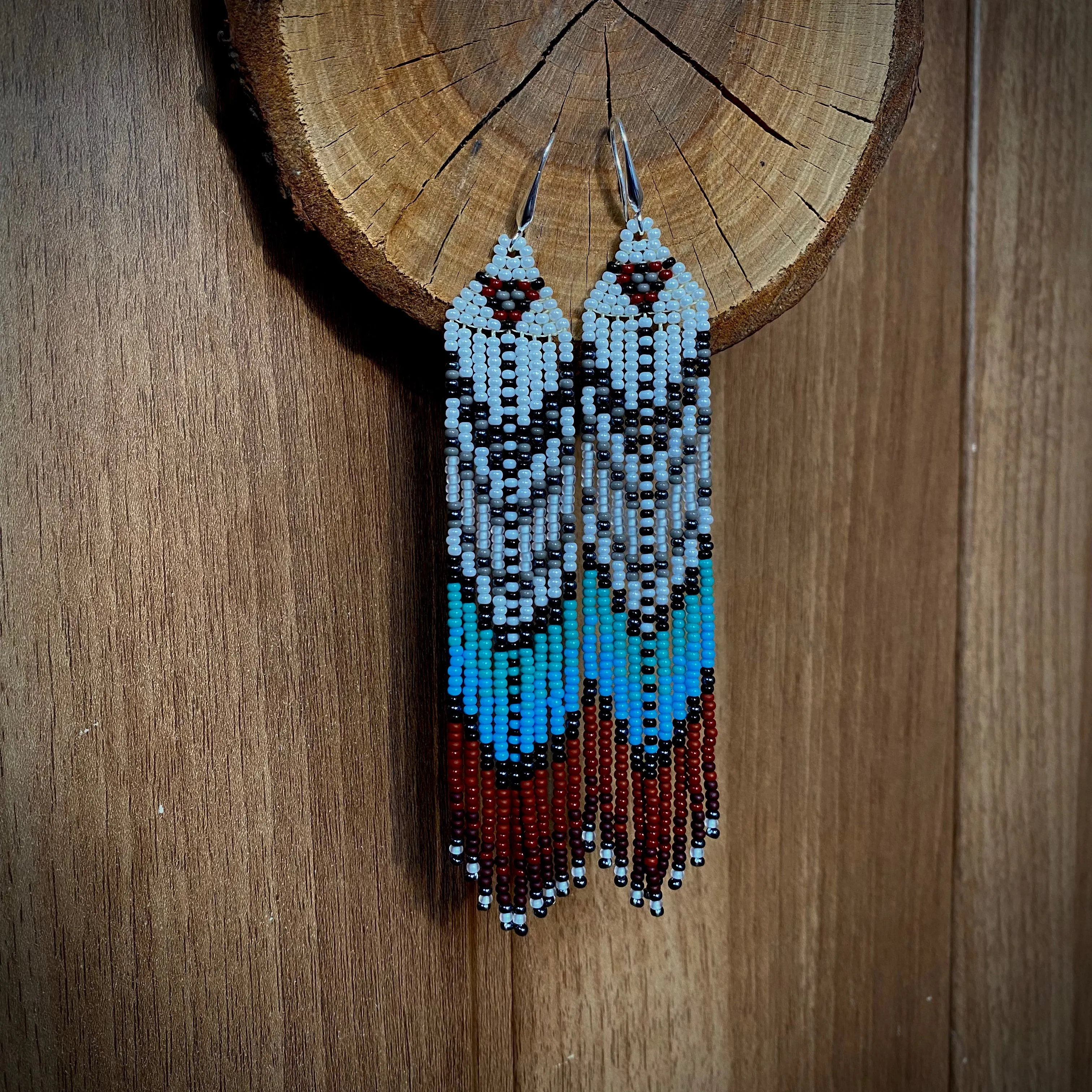 Handmade seed beaded Indigenous Earrings, Native inspired