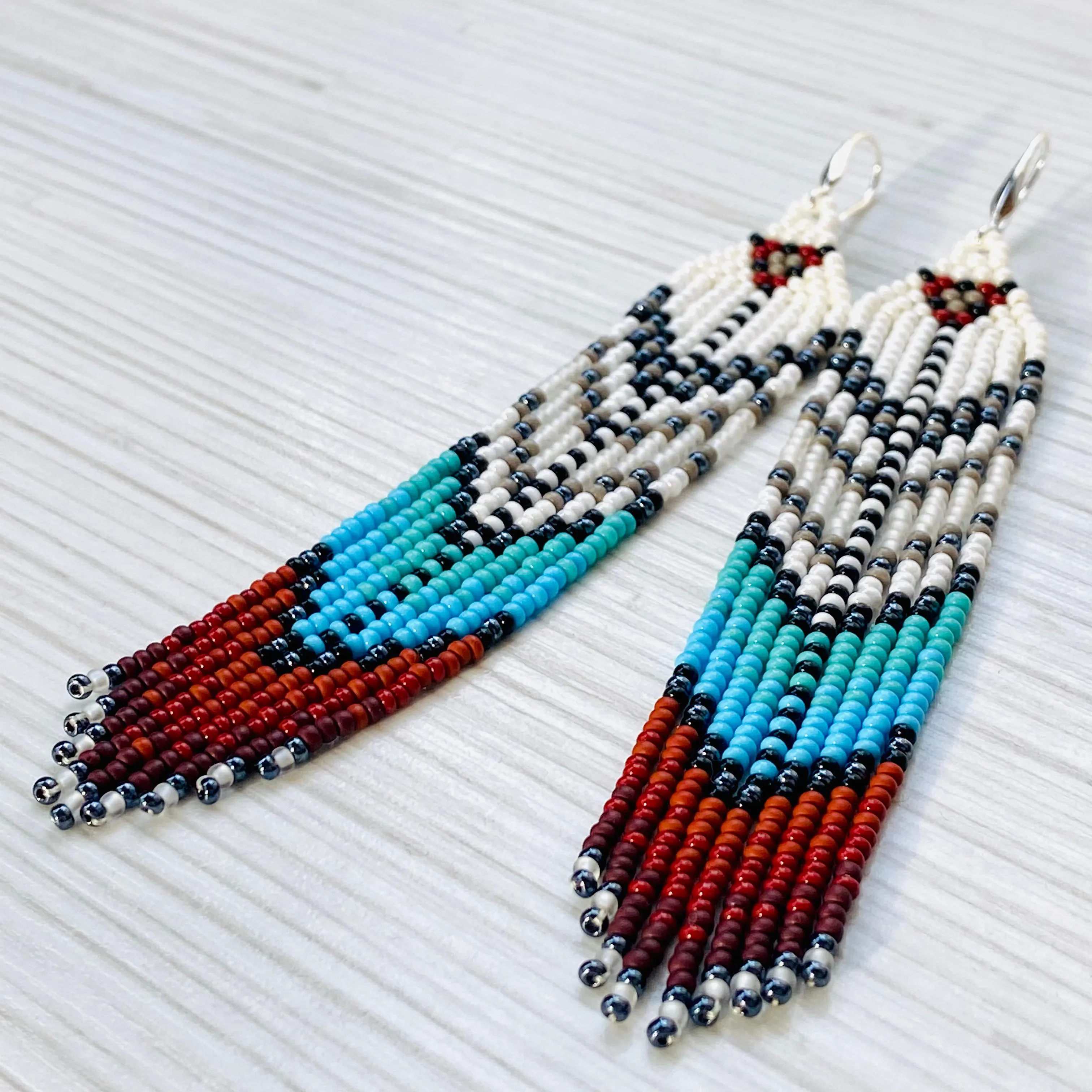 Handmade seed beaded Indigenous Earrings, Native inspired