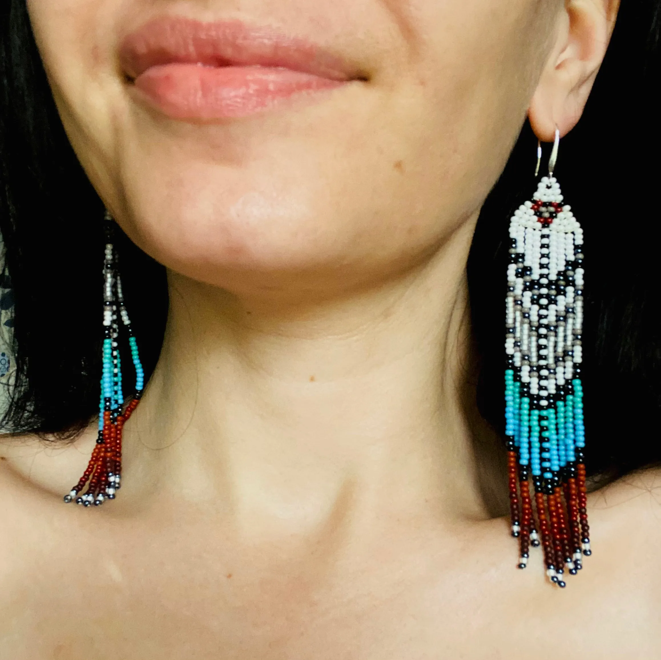 Handmade seed beaded Indigenous Earrings, Native inspired