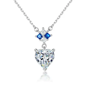 Heart Shape Zircon Pendant Silver Necklace for Women