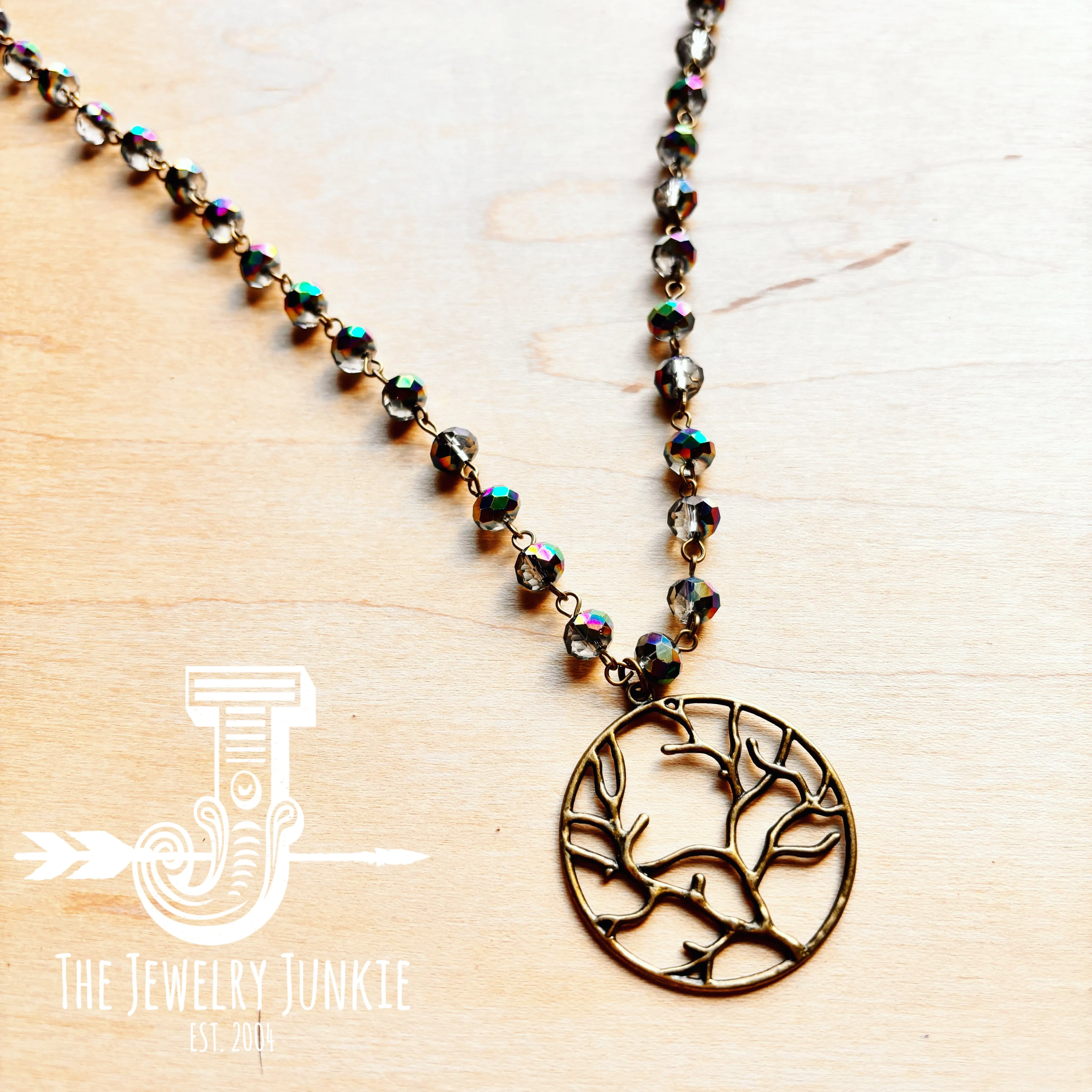 **Indigo Faceted Beaded Necklace w/ Tree of Life 257k