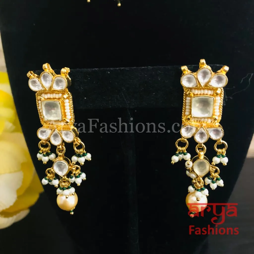 Jaipuri Pacchi Kundan Choker with Pearl Drops