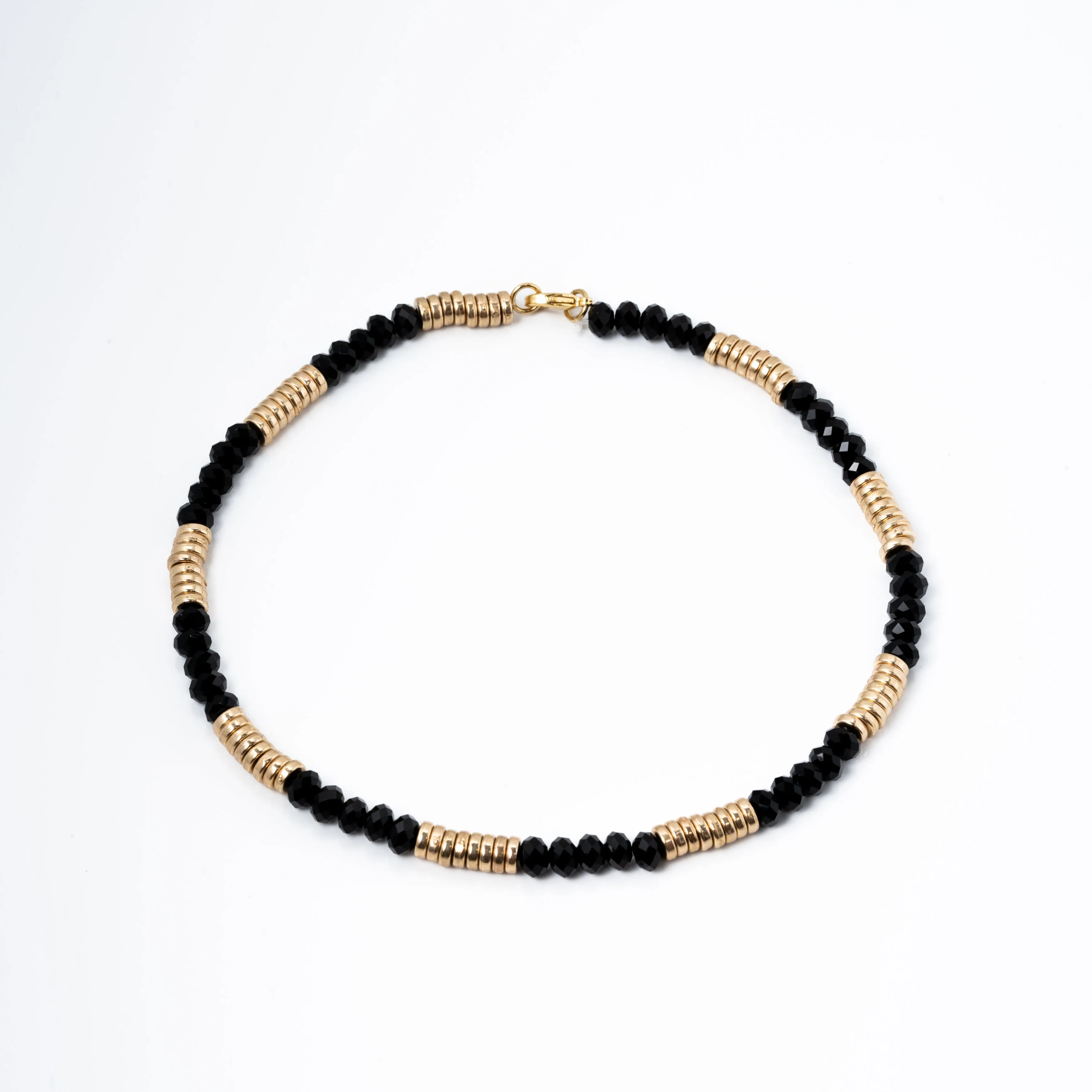 Jet Black & Gold Beaded Choker