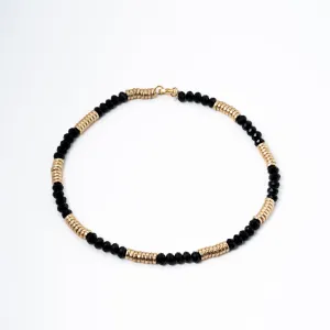 Jet Black & Gold Beaded Choker