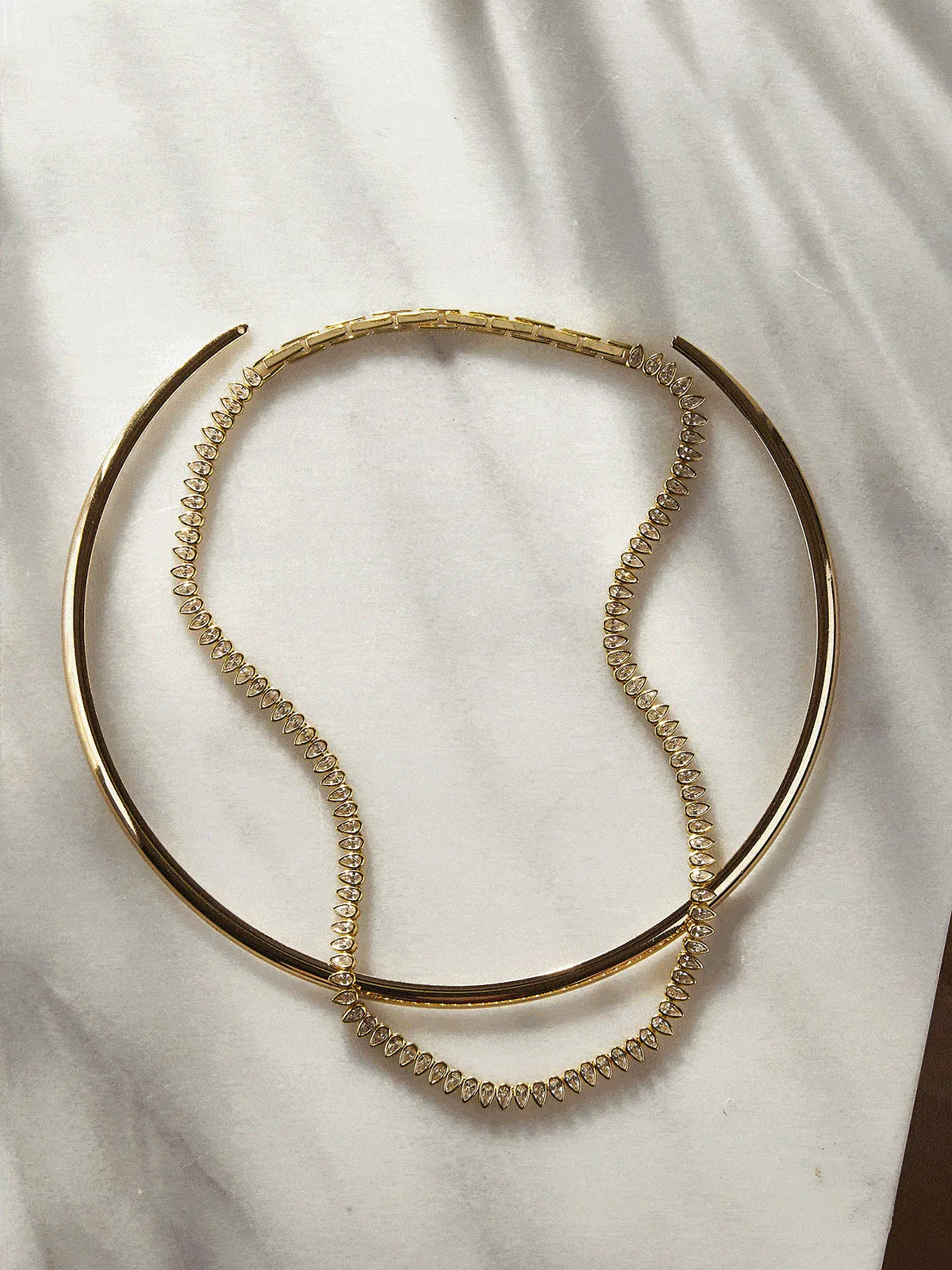 Julia 18K Gold Adjustable Tennis Necklace - Gold/Pavé