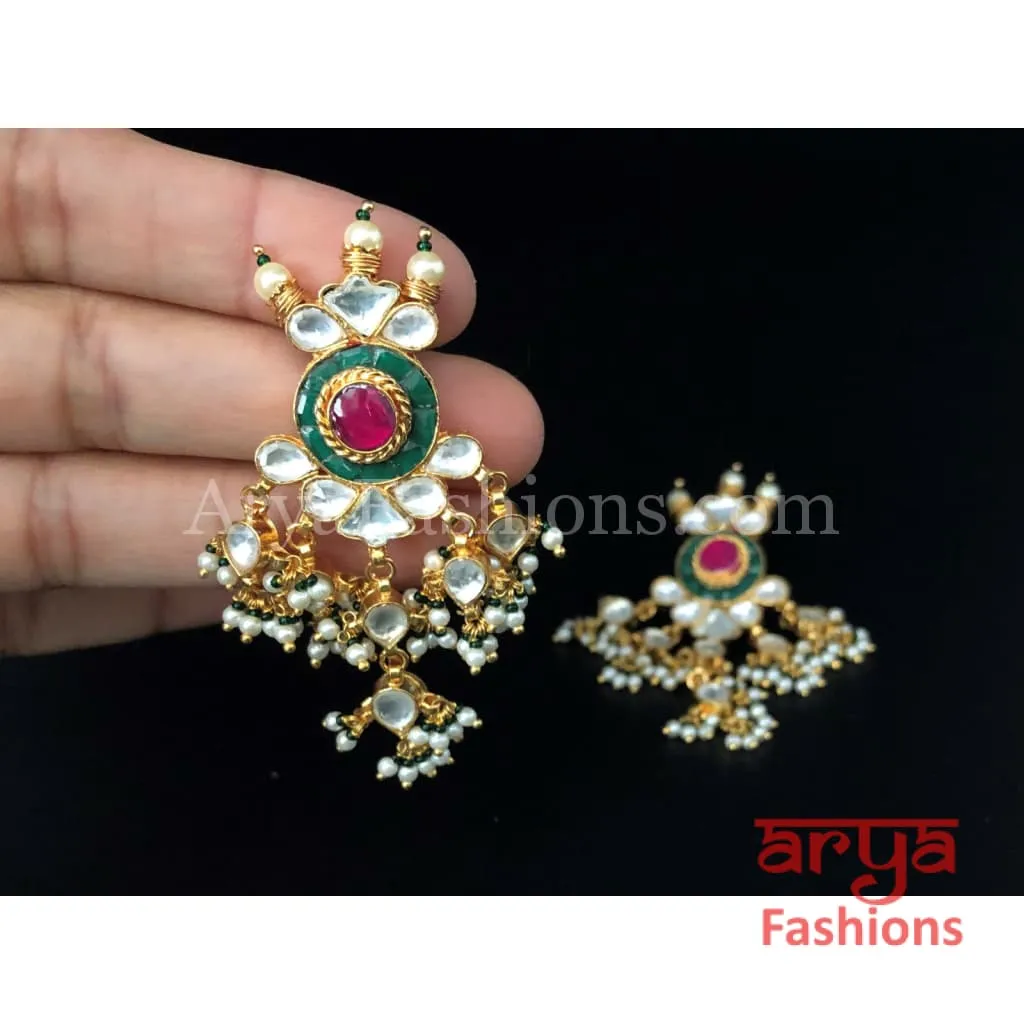 Kundan Meenakari Choker with Pearl Drops